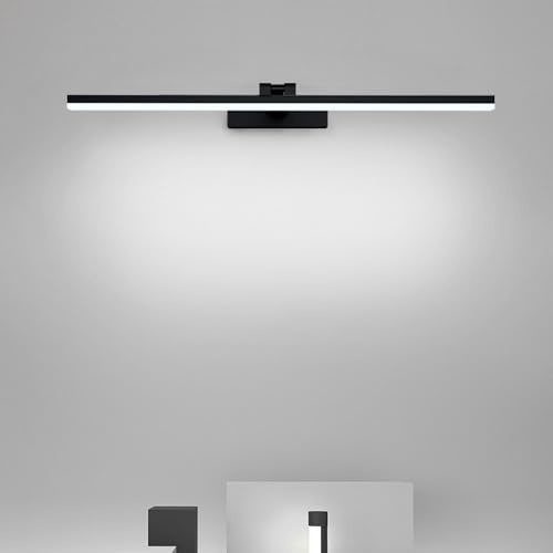 Boromal Led Spiegelleuchte Badezimmer Spiegelleuchte 6500K IP44 60cm Schwarz Badezimmerlampe Spiegellampe Schminklicht Badezimmerschrank Spiegelleuchten für Badzimmer