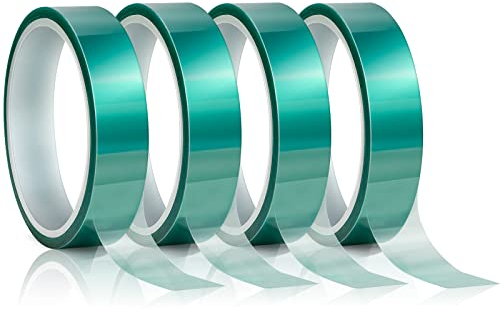 Newellsail 4 Rouleaux Ruban de Masquage en Polyester Haute Température Ruban PET Adhésif en Silicone pour Peinture, Revêtement en Poudre, Anodisation, Circuits Imprimés, Soudure (Vert, 20mmx33m)