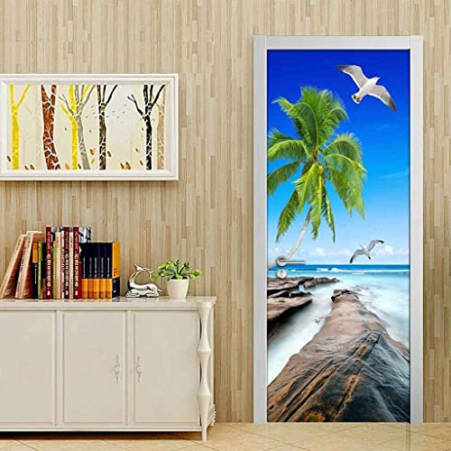 3D Blauer Himmel Meer Landschaft 95 X 215 Cm Kreative Türaufkleber Selbstklebend Innentüren Türfolie Art Decals Pvc Fototapete Wasserdichte Türtapete Poster Wohnzimmer Kinderzimmer Dekor - Türfoto