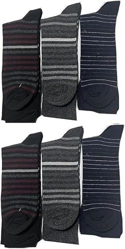COSHAL® 3 par män Bigfoot diabetes strumpor bred topp mjuk manschett ankel icke-elastiskt grepp ödema vänlig svullna fötter icke-bindande cirkulerande strumpa argyle svarta & randiga strumpor UK SIze