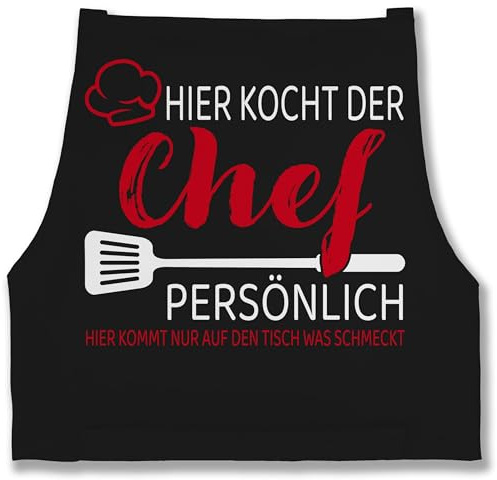 Shirtracer - Schürze - Kochschürze - Herren 1 - Hier kocht der Chef persönlich I Geschenk Männer Lustig Küche I Koch I Hobbykoch