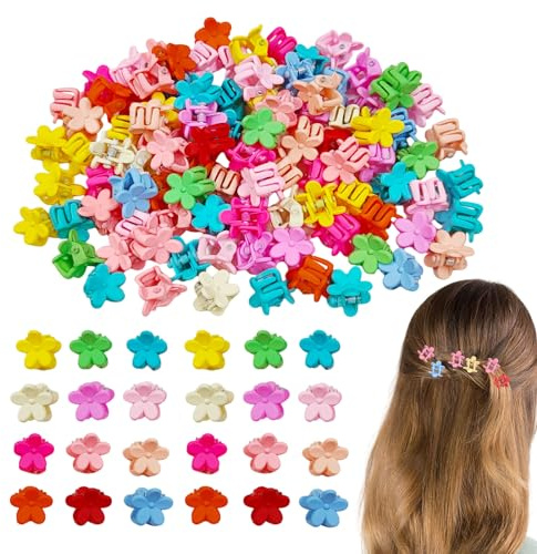 FUIPVGI 100 Stück Mini Blumen Haarklammer Clips Blume Haarspangen Anti-Rutsch Klauen-Haarspangen Haarperlen Clip Klein Haargreifer Haarstyling-Zubehör für Kinder Mädchen Frauen