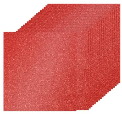PATIKIL 20 Blatt Kartonpapier Quadratisch 250g - 30,5 x 30,5 cm - Dickes Bastelkarton zum Basteln Hochzeit Karton Glitzer Papier Stanzen DIY Deko Bastelpapier Bedruckbar, Leuchtendes Rot