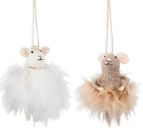 Trimits Festliche Maus DIY Bastelset, Nadelfilz Set mit Anleitung und Wollfilz - Weihnachtsdeko, Weihnachtsdeko Set, Christbaumschmuck, Weihnachtskugeln, selbstgemachtes Geschenk