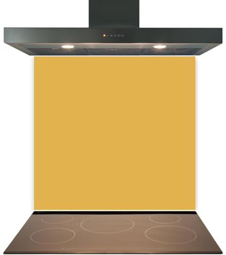 C2G Coloured Toughened Glass Splashback for Kitchen, Tempered Heat-Resistant Glass Splashbacks with Polished Edges for Cooker and Hob Backsplash (Mustard, 60 x 60cm)