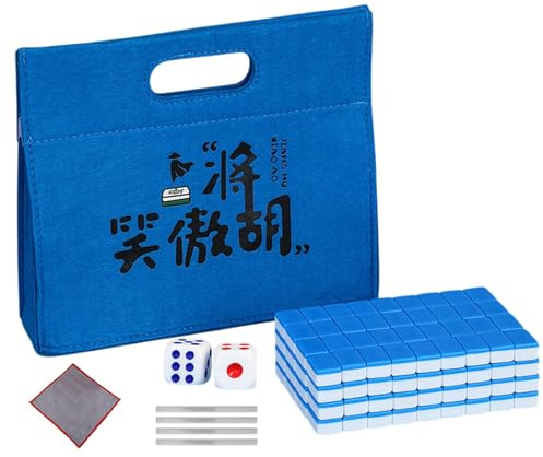 Mahjongspel med bärväska, Mahjong bordstableset, familjesemester Mahjong, Mahjong set med tärning, kompakt Mahjong kakelset, Mahjong-spel med tillbehör, Mahjong-spel för fritid, bärbar Mahjo