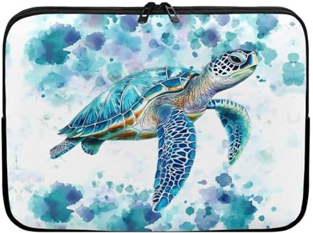 Showudesigns Sea Turtle Laptop Sleeve Case for Women Neoprene Laptop Sleeve 12 inch Portable Accessory Bag Tie Dye Computer Sleeve Tablet Bag Hippie Blue