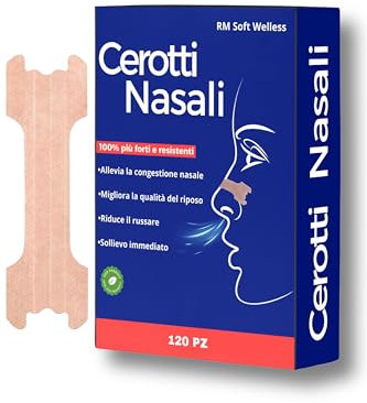 RM SOFT WELLNESS 120 Cerotti Nasali Respira Bene, Rimedi Antirussamento, Congestione Nasale, Cerotti Nasali Sport per Respirare Meglio dal Naso, Libera il Respiro, Migliora la Tua Vita, Nasal Strips