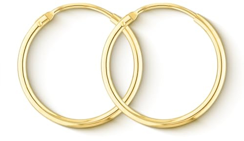 EDELIND Creolen Gold 333 375 585 750 Gelbgold 20mm Feine Ohrringe Damen Mädchen Breite 1,5mm 8 9 14 18K Echt Gold Basic Ohrschmuck mit Schmuck Geschenk Box
