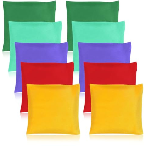 Bohnensäckchen, 10 Stück Cornhole Säckchen, Bunte Bean Bags, Wurfsäckchen Wurfspiel Set für Kinder, Sitzsäcke Werfen, Toss Game Bunte Sitzsack für Outdoor Gärten Jonglieren Spiel(10 x 10CM)