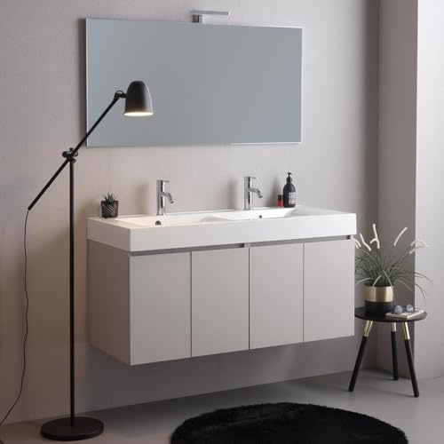 Kiamami Valentina - Mobile bagno sospeso 120cm 4 ante con doppio lavabo | Vittoria
