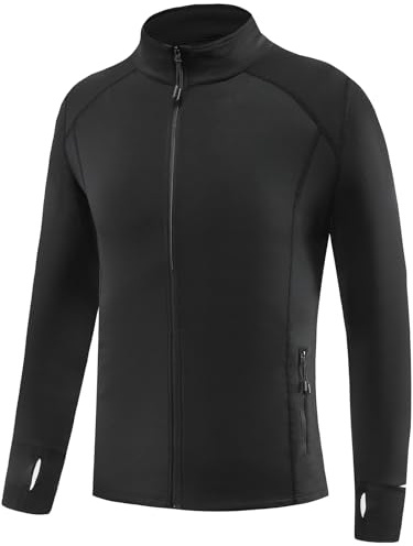 Smatstyle Giacca Corsa da Uomo Sportiva Giacca Leggera da Corsa Top Antivento con Tasche Laterali Cerniera Asciugatura Rapida Traspirante Con Fori per Pollici Corsa Ciclismo Palestra