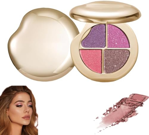 Palette occhi e guance 4 colori metallizzati e brillanti, ombretti e illuminanti, kit per il contouring, polvere per il contouring naturale, tenuta tutto il giorno