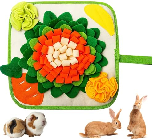 HiTjK Snuffle Mat, Hamster Toys for Small Pets, Rabbit Boredom Breakers, Interactive Foraging Activity Mat, 30 x 30 cm