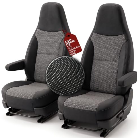 Generisch Sitzbezüge für Wohnmobile Pilotsitze Schwarz - Set 1+1 für Fahrersitz und Beifahrersitz - waschbare Stoff Sitzschoner - universelle Passform - Verschiedene Farbvarianten
