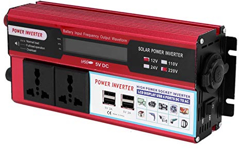 lyrlody Convertisseur d'énergie Solaire 750 W, Alliage d'aluminium, Affichage Numérique, 4 Chargeurs USB, Parfait pour Le Camping et Les Voyages en Voiture