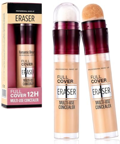 Corrector De Ojeras, Lápiz Corrector Tipo Borrador,antiojeras mujer,Corrector Líquido En Lápiz Con Esponja,Acabado Natural Para Disimular Ojeras,Manchas Y Zona T