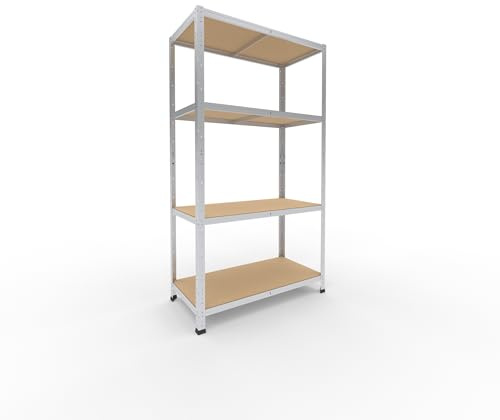 shelfplaza® 180x100x50cm Home Schwerlastregal verzinkt/Metallregal mit 4 Böden/Kellerregal Metall, Garagenregal, Werkstattregal oder Regal Lagerregal/Steckregal Metall mit 175kg Tragkraft