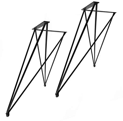 Natural Goods Berlin 2X Tischgestell X Set Hairpin Legs Tischbeine |12mm Stahl | Esstisch, Schreibtisch, Bank, Couchtisch | Schwarz, Weiß (H 72cm (ESS-/Schreibtisch), Schwarz)