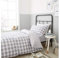 Bianca Check and Stripe Cotton Double Fitted Sheet Grey