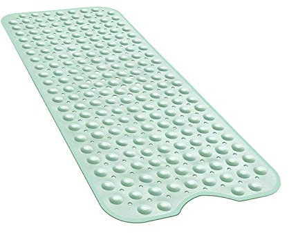 YINENN Tappetino per vasca da bagno e doccia, 101 x 40 cm, antiscivolo ed extra large, tappetino da bagno con ventose, lavabile in lavatrice, con fori di scarico, verde chiaro
