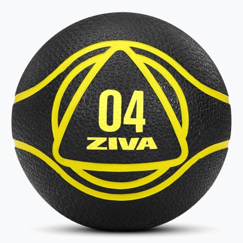 ZIVA Medicine Exercise Ball - Durable Rubber Shell, Easy-Grip Textured Finish - Strength Training, Core Workouts - Black 4lb