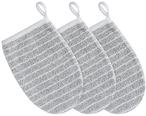 KinHwa Gant Démaquillant visage Lavable Microfibre Réutilisable lingette demaquillante chiffon demaquillant lavable serviette de toilette13cm x 20cm 3 pièces Gris Clair
