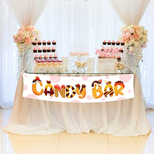 DPKOW Lovely Candy Banner für Hochzeit, Babyparty, Geburtstag, Kommunion und Taufe – Farbverlauf, Stoff-Tischbanner, 120 x 30 cm