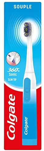 COLGATE - Zahnbürste batteriebetrieben Colgate 360° weich – austauschbarer Bürstenkopf – Batterien im Lieferumfang enthalten