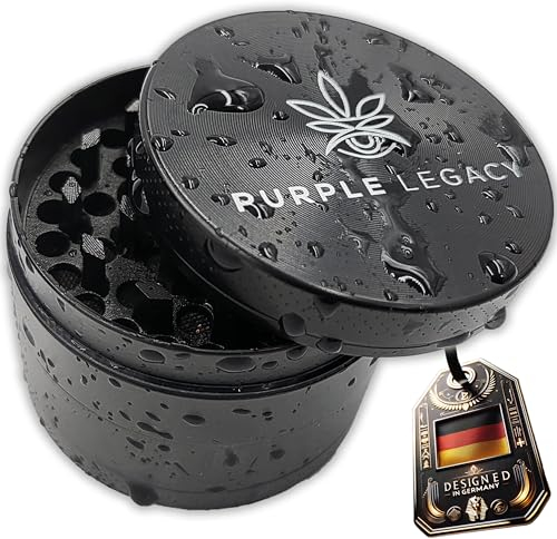 PURPLE LEGACY® Grinder Juego de molinillo de polen práctico con dientes afilados en forma de diamante Molino triturador para hierbas especias especias Accesorios Molinillo ø 50 mm 4 partes (Classic)