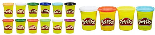 Play-Doh E4830F03 12er-Pack mit Spielknete in Grundfarben, 112g-Dosen in recycelbarer Verpackung, für Schulen und Kindergärten, ab 2 Jahren & B6508ES0 Hasbro B6508EL2-4er Pack Grundfarben Knete