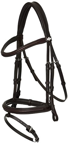 LeMieux Arika Flash Bridle - Lightly Padded Anatomical Noseband - Soft Supple Oiled Leather - Brown/Silver - Pony