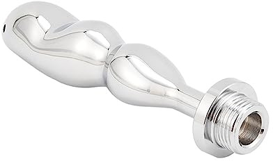 Stainless Steel Anal Douche Enema Irrigator Rinse Nozzle | Polished metal rinse attachment for adult anal cleansing, private role play and simple mild-soap care