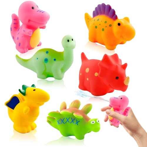 Dinosaurier Badespielzeug,6 Stück Baby Badespielzeug,Wasserspielzeug Kinder,Schwimmendes Badewanne Pool Spielzeug,Dinosaurier Schwimmendes Badewanne Spielzeug,Badewannen Spielzeug Kinderbaden
