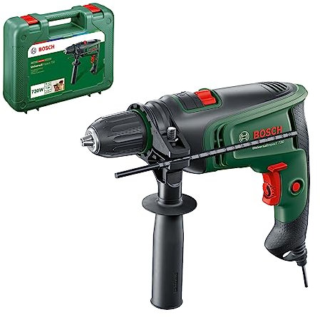 Trapano a percussione Bosch UniversalImpact 730 (foratura di precisione in muratura, legno e acciaio, motore 730 W, valigia)