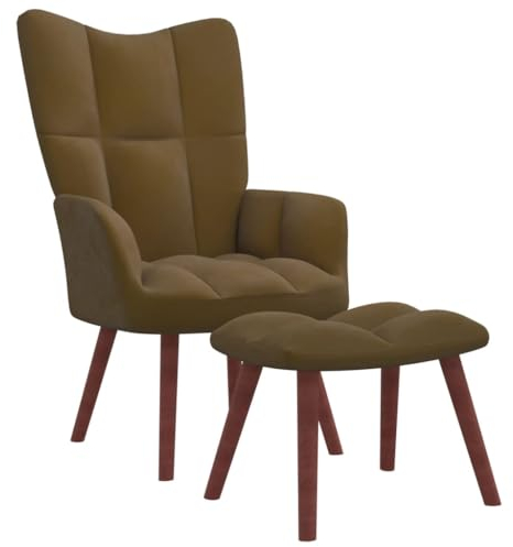 DYRJDJWIDHW Sessel,stillsessel,schaukelstuhl Wohnzimmer,Relaxsessel mit Hocker Braun Samtpapasansessel,relaxliege,Rocking Chair,stillstuhl,