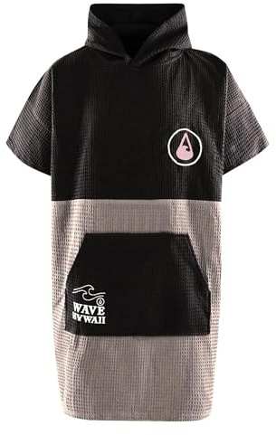 WAVE HAWAII Bade-Poncho Damen & Herren EL Yaque, Größe L/XL, 165-195cm, 100% Baumwolle Surf-Poncho Erwachsene, Travel-Handtuch mit hoher Wasserabsorption, Umziehhilfe Strand Erwachsene