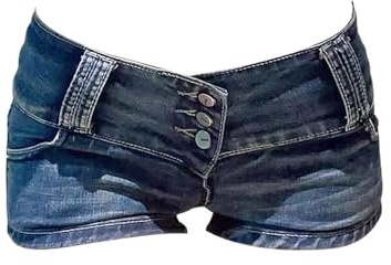 WANGHAIPING Pantaloncini Jeans Estivi a Vita Bassa da Donna Pantaloni in Denim Slim Streetwear Pantaloncini e Jeans Ultra Corti in Denim Harajuku(S)
