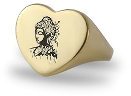 ANEMONE JEWELRY Gravierte Buddha Siegelring - Benutzerdefinierte Graffiti-Ring - Herz Geformt Ring - Geschenk für Sie