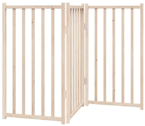 vidaXL Cancelletto per cani pieghevole a 3 pannelli 150 cm in legno massello di abete