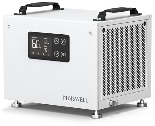 Moiswell 70 Pints Commercial Dehumidifier, Portable Crawl Space Dehumidifier for Basement Energy Star Certified Compact Dehumidifiers for Home with Drain Hose, Auto Defrost, Timer