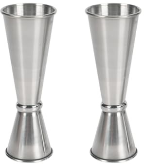 FSSTUD 2 Pcs 2oz 1oz Stainless Steel Measuring Jigger Cocktail Bartending Jiggers Liquor Measure Cups Double Sided Japanese Jiggers Alcohol Measuring Tools for Bar Kitchen