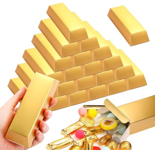 Goldbarren Süßigkeiten Boxen 24 Stücke Gefälschte Goldbarren Geschenkbox,Piratenschatz,Gastgeschenk Süßigkeiten Schachtel Für Hochzeit,Für Goldbarren Kindergeburtstag,Hochzeit,Party
