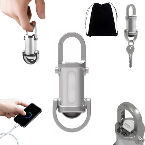 1200lm Super Bright Mini Keychain Flashlight Waterproof - Super Bright Mini Keychain Flashlight, Compact & Portable Torch with Phone Charging Function, for Camping, Hiking, Emergency (White)