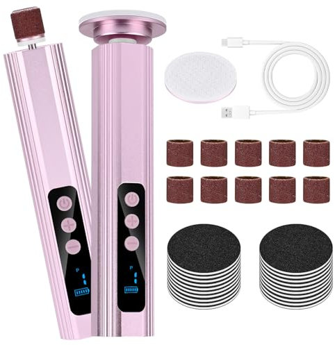 2 in 1 Elektrischer Hornhautentferner, GuKKK Wiederaufladbare Elektrisches Fuß-Hornhautentferner-Set mit Fußfeilen und Nagelpolierer, 9 Geschwindigkeiten, für Rissige Fersen, Hornhaut, Abgestorbener