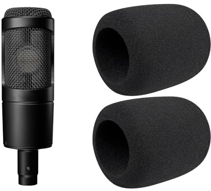 SOULWIT 2 st Mikrofoner Pop-filter för Audio-Technica ATH AT2035 Cardioid Kondensator, Skyddande Mikrofonskydd Vindskydd Skum - Svart