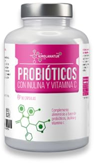 Probióticos con Inulina y Vitamina C - Apoyo Digestivo, Inmunidad y Bienestar Intestinal - Alta Concentración, 15 Cepas, 10.000 Millones Ud Formadoras de Colonias - 90 cápsulas | KIROLANATUR