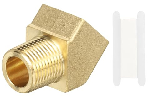 PATIKIL Messing Winkel 45 Grad Rohrwinkel Bogen 3/8 NPT Innengewinde Pipe Zu 3/8 NPT Außengewinde Pipe L Form Winkelverschraubung für Wasserinstallationen