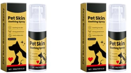 Spray traitant pour la Peau de Votre Animal - Pack de 2 Sprays apaisants pour Chiens et Chats, 50ml, Formule Douce Anti-démangeaisons, soulage l'inconfort et favorise la confortabilité de