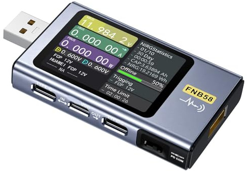 Aolidsive USB Tester, LCD Display Voltage Current Power Meter, Fast Charging and Data Recording for Devices Monitoring